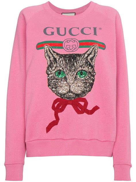 gucci blue and red cat sweater|Gucci pink cat sweatshirt.